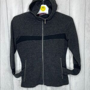 Ibex Charcoal Gray Zip-Up Hoodie Sweater